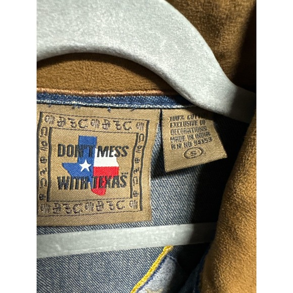 Vintage Don't Mess With Texas Embroidered Denim Jacket Fun America Womens Size M - Picture 6 of 6